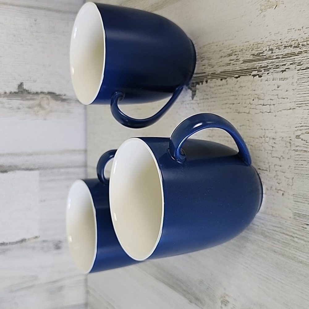 Stone + Lain blue cream porcelain coffee mugs set of 3